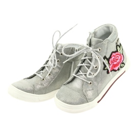 Boots and shoes for girls silver Ren But 3237 grey 3