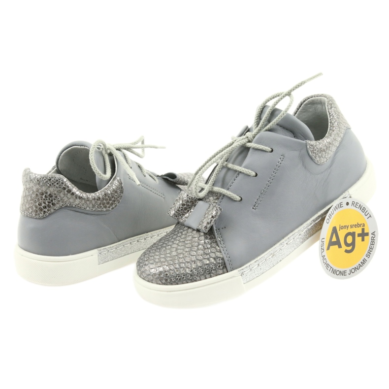 Girls' leather shoes RenBut 3303, gray and silver grey 4 Girls' leather shoes RenBut 3303, gray and silver grey 4