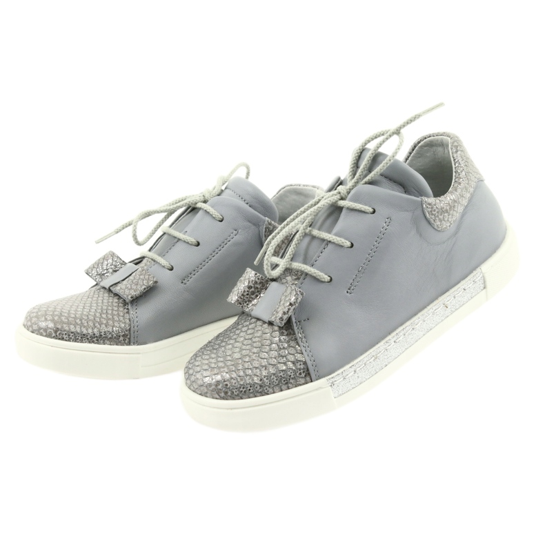 Girls' leather shoes RenBut 3303, gray and silver grey 3 Girls' leather shoes RenBut 3303, gray and silver grey 3