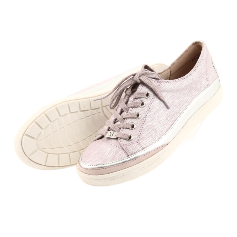 Caprice 23654 leather sports sneakers grey pink 4