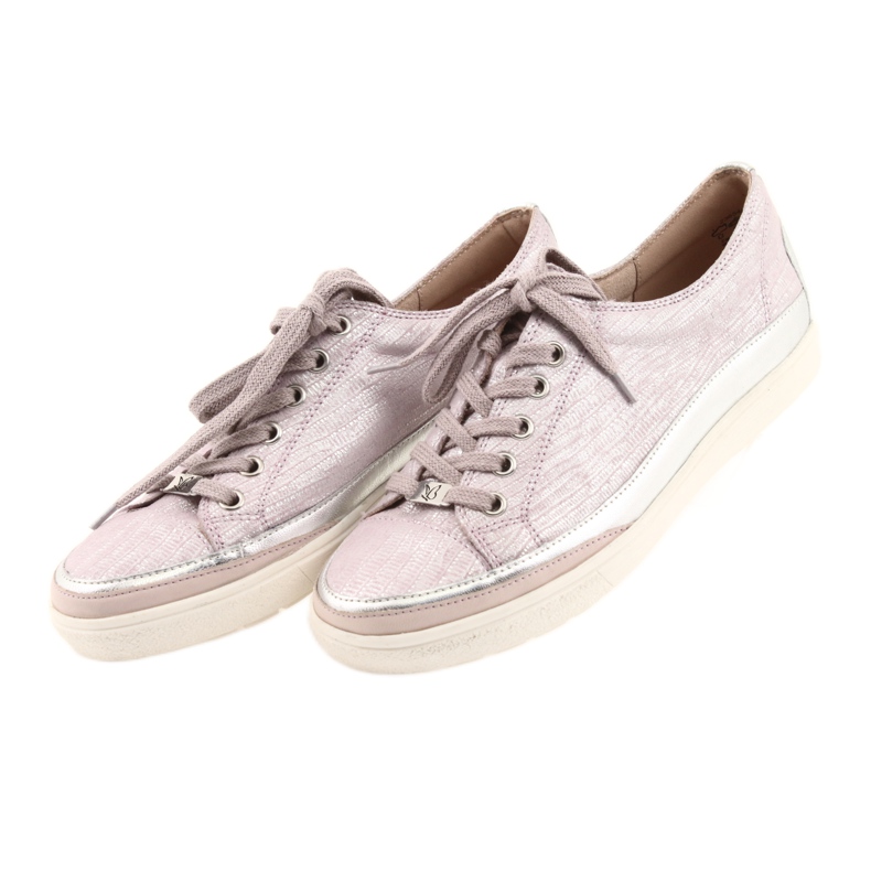 Caprice 23654 leather sports sneakers grey pink 3