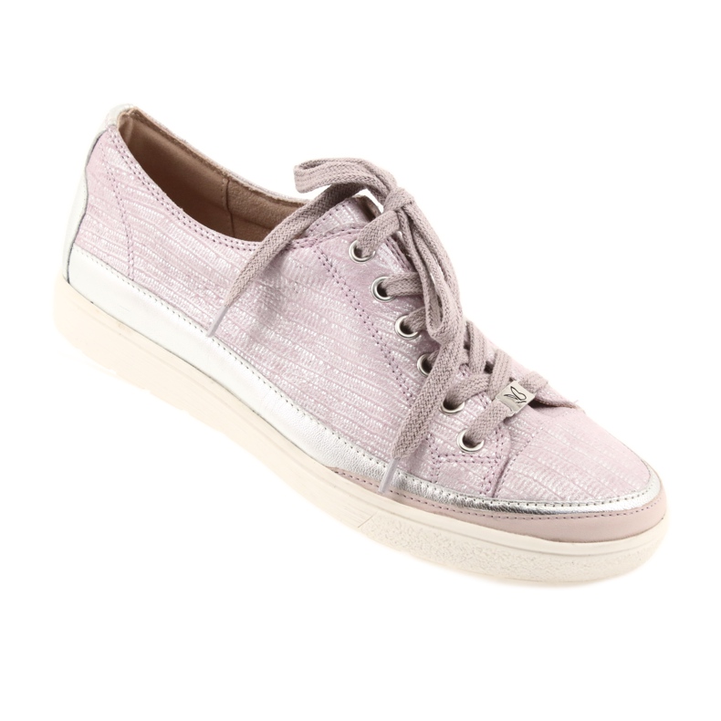 Caprice 23654 leather sports sneakers grey pink 1