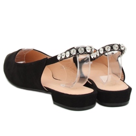 Black LS5028 Black ballerinas with open heels 2