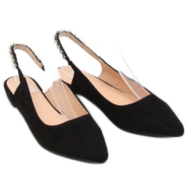 Black LS5028 Black ballerinas with open heels 1