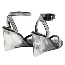 Sandals on a transparent black wedge JR1801 Black 1