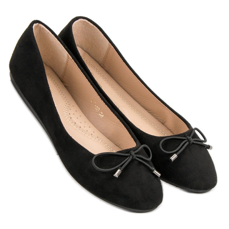 Suede Ballerinas With A Bow black 1
