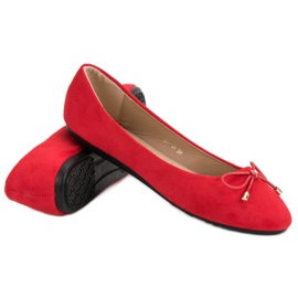 Suede Ballerinas With A Bow red 1