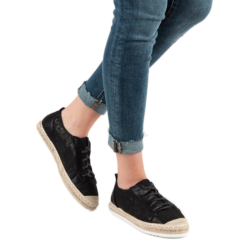Queentina Black Lace-up Espadrilles 2