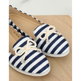 Slip-on in white and navy blue stripes H8-105 DK.BLUE 1