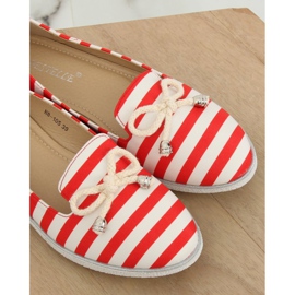 Slip-on in white and red stripes H8-105 Red 1