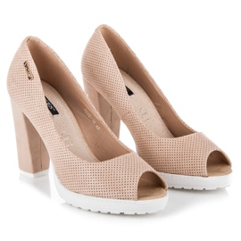 Vices Suede Open Toe Pumps brown 1