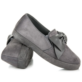 Suede Slipons With A Bow grey 1