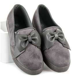 Suede Slipons With A Bow grey 2