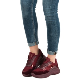 Burgundy Sneakers On The Platform red 1