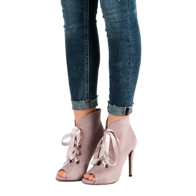 Bestelle Tied Open Toe Boots violet 1