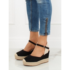 Black Espadrilles on wedges T331P Black 2