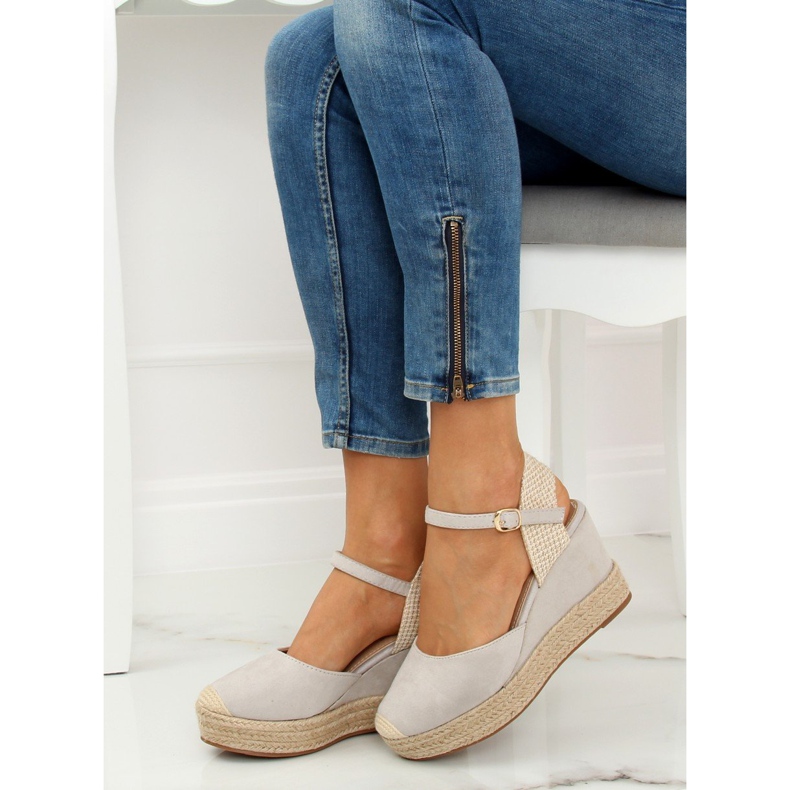 Gray Espadrilles on wedges T331P Gray grey 1