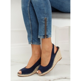 YY29P Blue Espadrilles on wedges navy blue 1