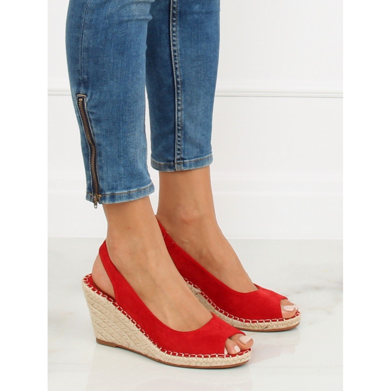 Red Espadrilles on wedges red YY29P Red 2
