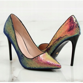Stilettos with sequins, petrol color NF-43P Black multicolored 1