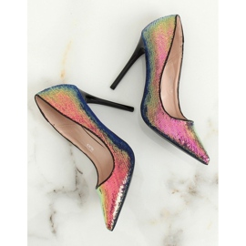 Stilettos with sequins, petrol color NF-43P Black multicolored 2