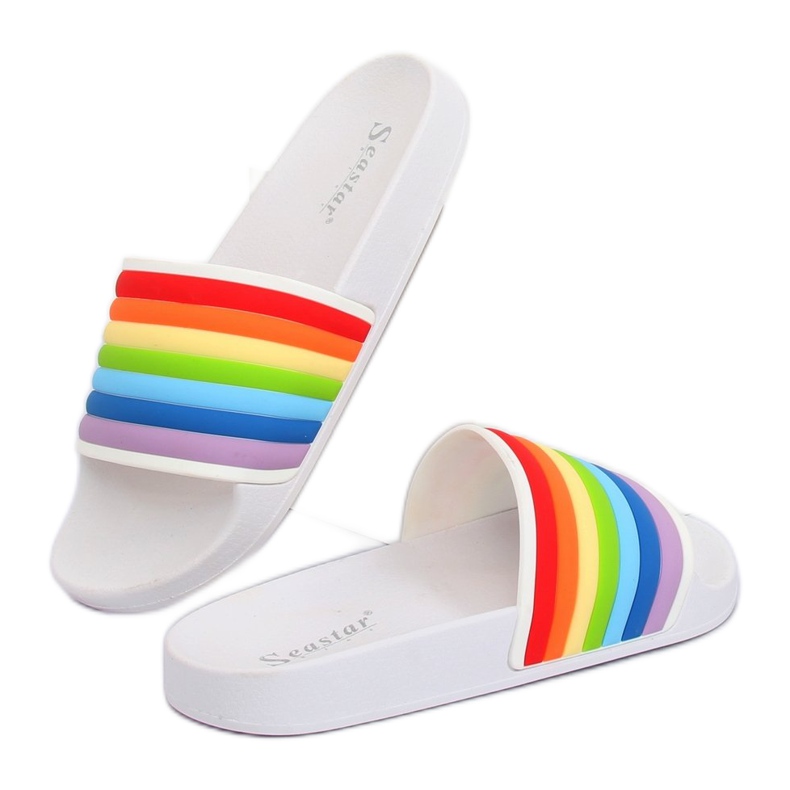 T325P White rainbow slippers multicolored 1 T325P White rainbow slippers multicolored 1