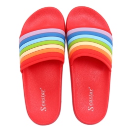 Red rainbow slippers T325P Red multicolored 1
