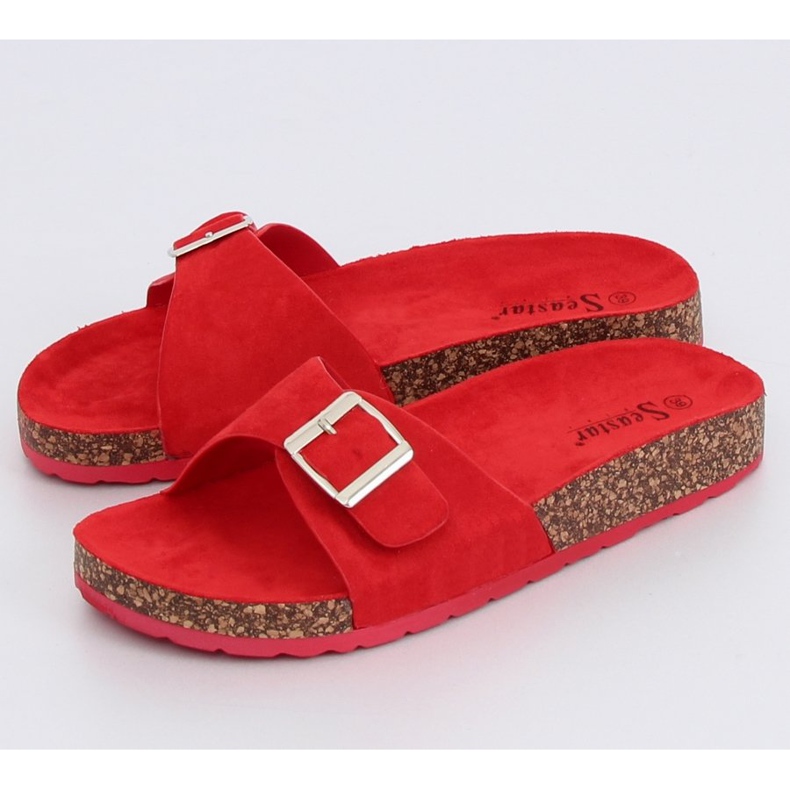 Red suede slippers CK61P Red 1