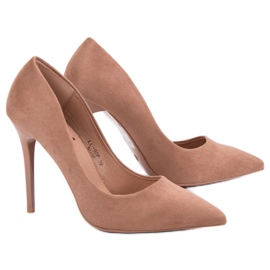 Seastar Nude suede high heels brown 2