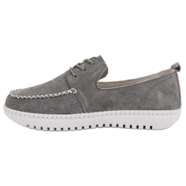 Filippo Lace-up leather loafers grey 1