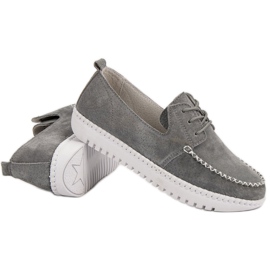 Filippo Lace-up leather loafers grey 2