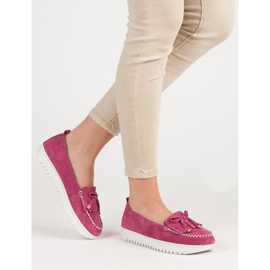 Filippo Fashionable leather loafers pink 1