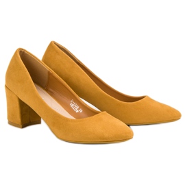 Ideal Shoes Mustard Pumps On A Bar yellow 2