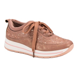 Sports shoes with crystals pink 1 Sports shoes with crystals pink 1