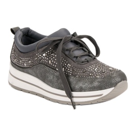 Sports shoes with crystals grey 1