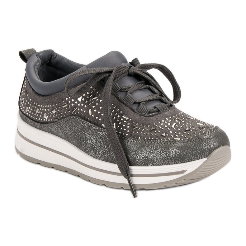 Sports shoes with crystals grey 1