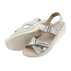 Caprice sandals women's leather silver shoes grey 6