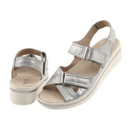Caprice sandals women's leather silver shoes grey 5