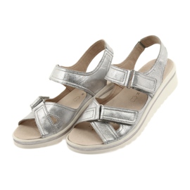Caprice sandals women's leather silver shoes grey 4