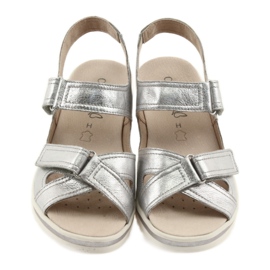 Caprice sandals women's leather silver shoes grey 3