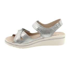 Caprice sandals women's leather silver shoes grey 2