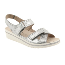 Caprice sandals women's leather silver shoes grey 1