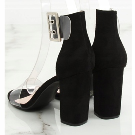 Sandals with transparent stripes black B4-0218H Black 1