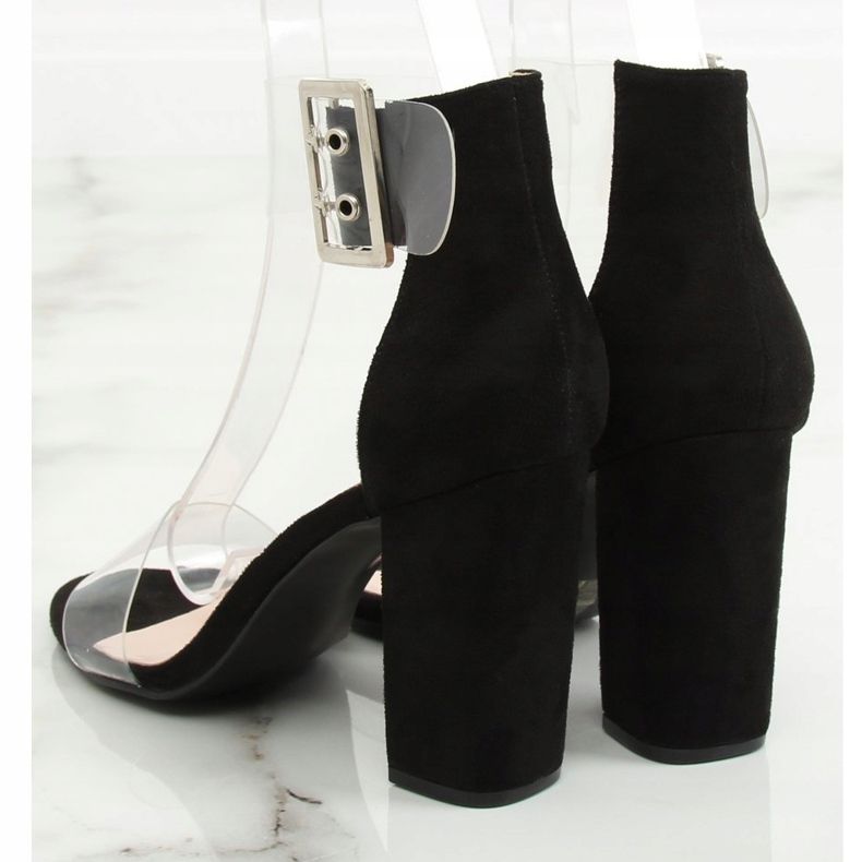 Sandals with transparent stripes black B4-0218H Black 1