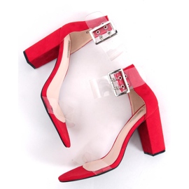 Sandals with transparent stripes red B4-0218H Red 1