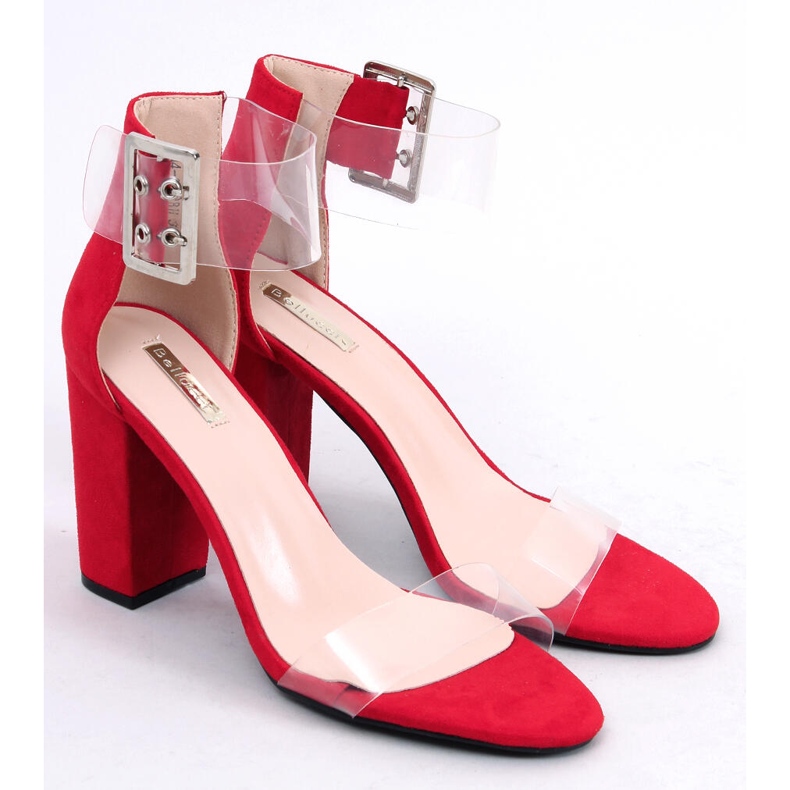 Sandals with transparent stripes red B4-0218H Red 2