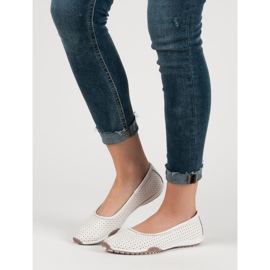Filippo Openwork Leather Ballerinas white 1