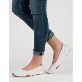 Filippo Openwork Leather Ballerinas white 2