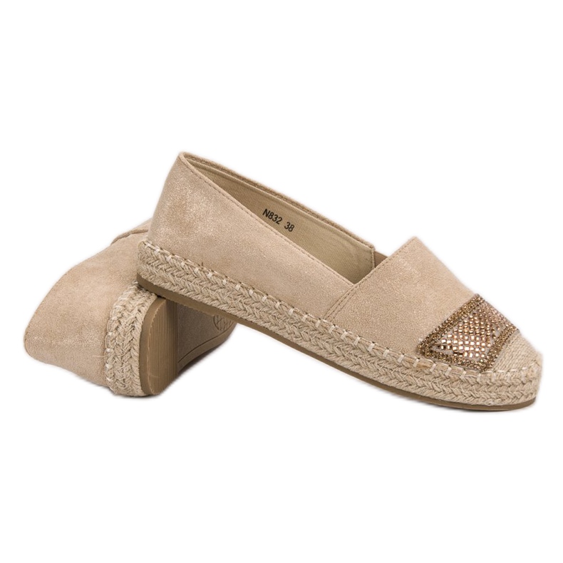 Small Swan Suede Espadrilles With Crystals brown 1