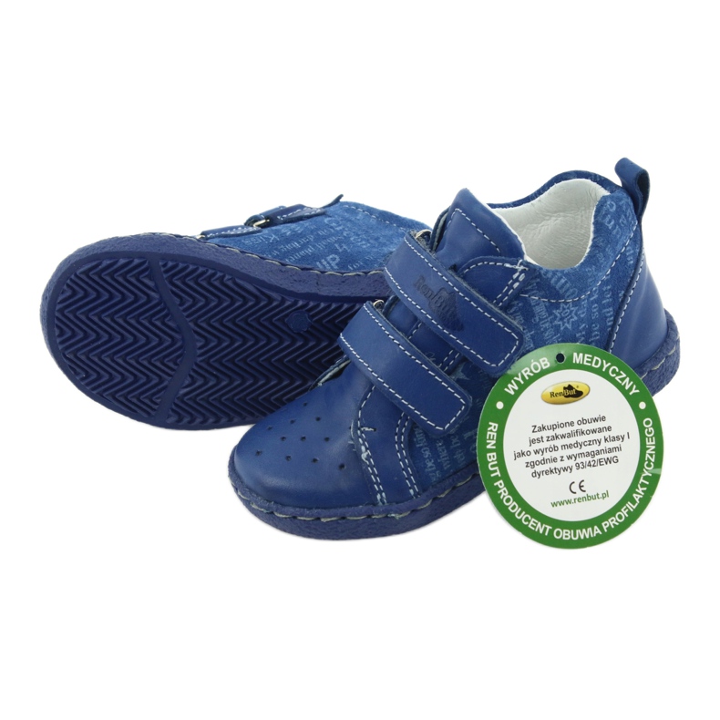 Boys leather shoes with Velcro Ren But 1429 blue 4